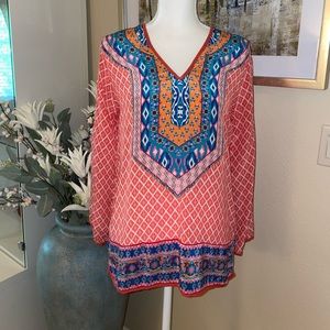 Tolani 100% silk colorful blouse.